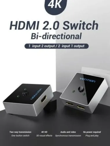 VENTION - HDMI Splitter para HDTV - Hdmi Switch - HDMI Switcher - 4K 60Hz PS4/5