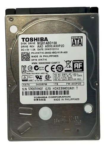 HD 1Tb Toshiba Notebook PC 2,5 1024Kb Original DELL Mq01add100 Perfeito