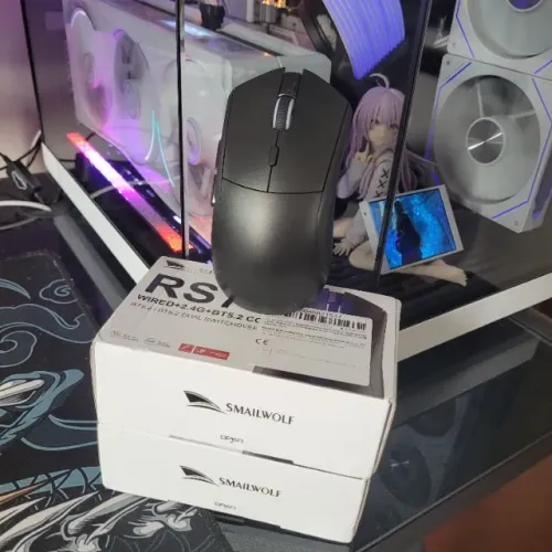 Mouse Gamer Smailwolf RS7 - Tri-Mode com Sensor PixArt PAW3311 (branco ou preto)