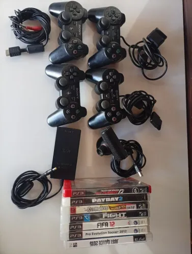 Lote jogos vídeo game acessórios Playstation Play PS2 PS3 controle câmera fonte
