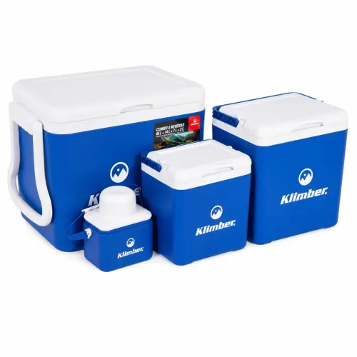 Kit 4 Caixas Térmicas Klimber 45L + 14L + 7L + 2L Azul
