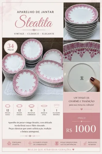 Aparelho de jantar vintage Steatita 34 peças