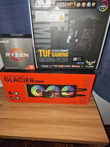 Placa Mãe B550 Asus Tuf Game, Ryzen 75700x e Water Cooler 360mm