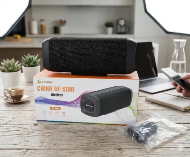 Caixa de Som Bluetooth 5.1 Portátil PEI-S509 30W RMS IPX7 TWS Bateria 3000mAh