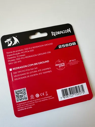 SSD M.2 NVMe Redragon 256GB (LACRADO E COM NOTA FISCAL)