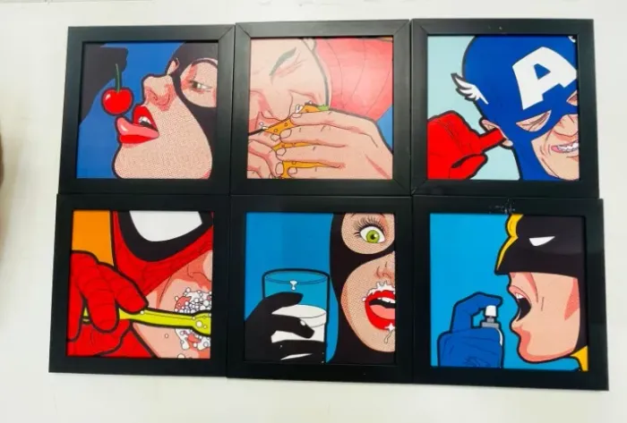 KIT 6 QUADROS DECORATIVOS - SUPER HERÓIS ESTILO POP ART - 