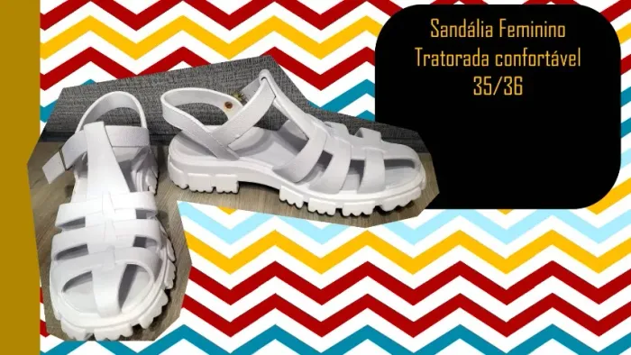Sandália Feminino Tratorada confortável 35/36
