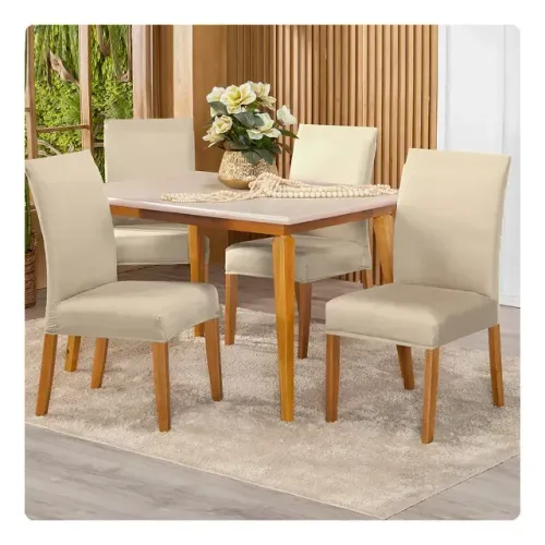 Mesa de Jantar com 4 Cadeiras na cor Palha