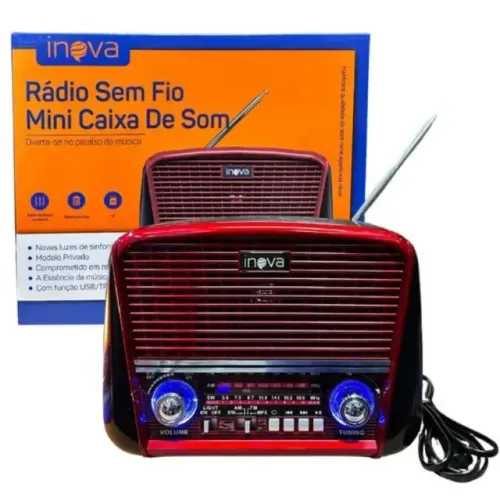 Rádio Retrô Sem Fio Mini Caixa de Som KV-8392 - Inova