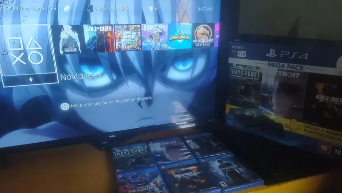 Ps4 slim com caixa e seis jogos 2 controle 