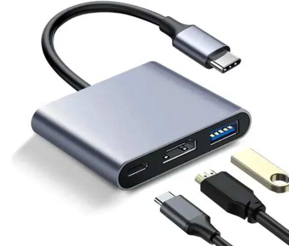 Adaptador Usb-c 3-em-1 Hdmi 4k + Pd Fast Charging Arduino Automação COD-CP916