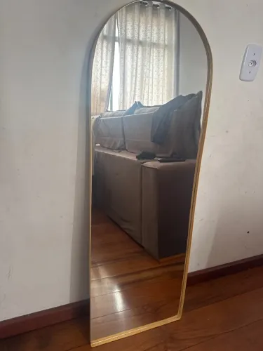 Espelho Corpo Inteiro 40cm x 120cm Grande De Chão Portal Moldura Couro D