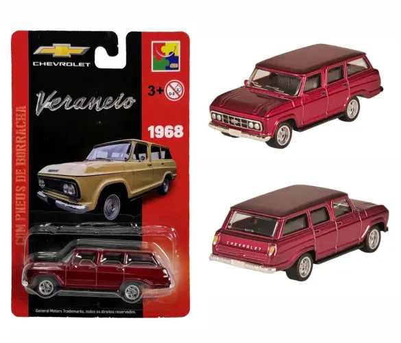 Miniatura CKS Chevrolet Veraneio 1968 Bordo 1/64 Pneus de Borracha