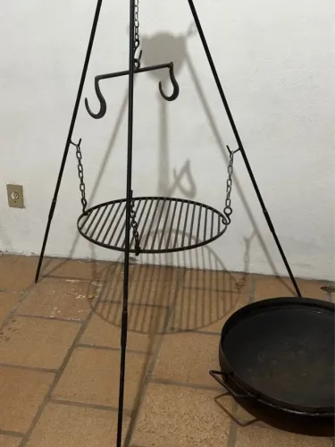 Trempe Campeira Com Grelha - Tripé Para Fogo De Chão + Disco de arado com borda (arado ori