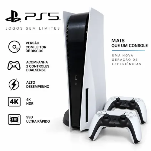 PS5 PlayStation 5 Mídia Física + 2 Controles DualSense Originais