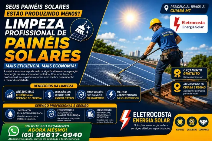 Limpeza de Painéis Solares .. RESIDENCIAL BRASIL 21 CUIABÁ MT