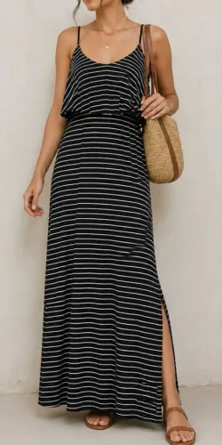 Vestido Longo listrado Tam M