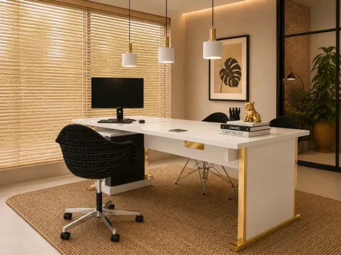 Mesa Diretor Gold Delluxe. Woods. L182cm x P80cm