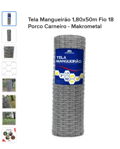 Tela Mangueirão Fio 18 1,5 Altura x 50 metros