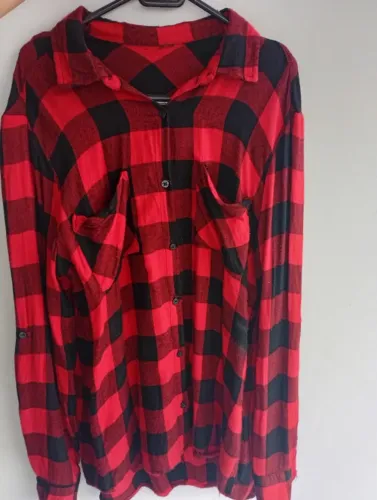 Camisa xadrez feminina vermelha M