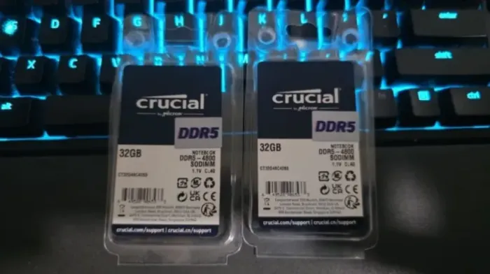 1 Memória RAM Crucial, Para Notebook, DDR5 32GB, 4800MHZ