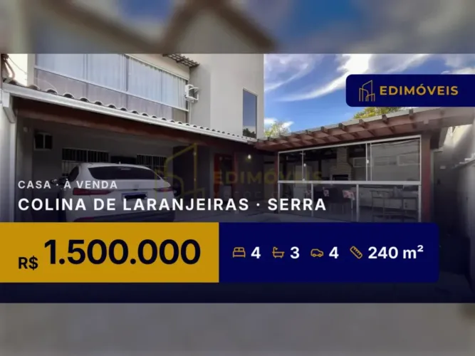 Casa 4 quartos em Colina de Laranjeiras com espaço gourmet e 4 vagas, seu novo lar!