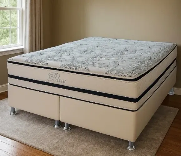 Cama Box Queen Confort Gel D33 Molas Ensacadas com Base Branca