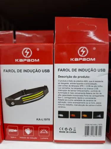 Lanterna de Cabeça Recarregável com Sensor