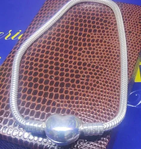 Pulseira Prata 925 Peso 7.13 Gramas Pulseira 20 cm x 3 mm Coração 10 mm