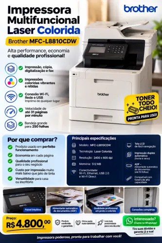 Impressora laser colorida brother