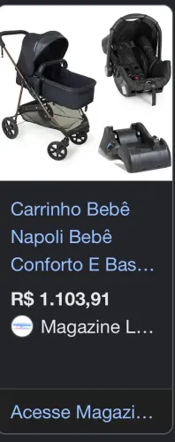 Carrinho Bebê Napoli Bebê Conforto E Base - Galzerano