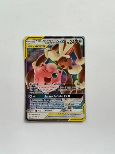 Carta Pokemon Mega Lopunny e Jigglypuff-GX (165/236)
