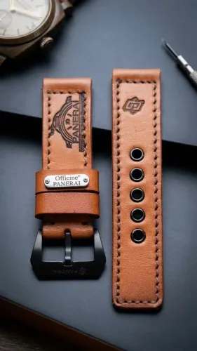 Pulseira Couro Custom Premium Panerai 24mm Pinos-guia Internos