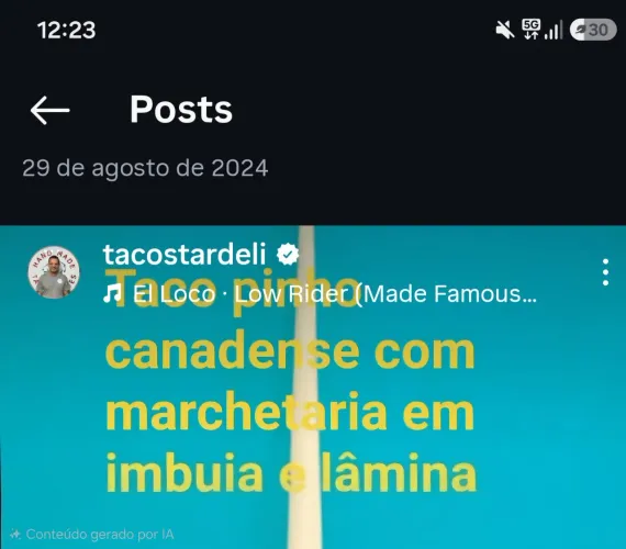 Taco de sinuca de pinho canadense inteiriço tardelli 