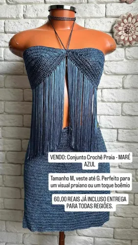Conjunto Crochê Praia - MARÉ AZUL
