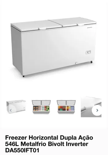 FREEZER HORIZONTAL METALFRIO 546L DUPLA AÇÃO - SEMINOVO
