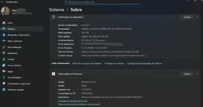 VENDO PC Gamer i5 9a Geração | 32GB RAM | RX 580 8GB | Water Cooler Corsair