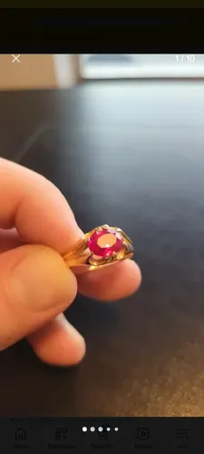 Anel 3.5 gramas ouro 14k com uma pedra Rubelita 