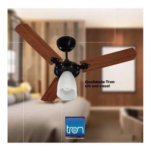 VENTILADOR TETO 127V PRETO TRON