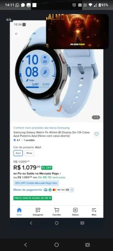 Relógio smartwatch Samsung Galaxy Fe NF Garantia