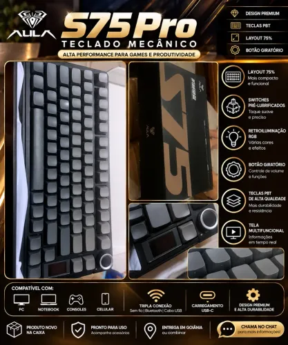 ? TECLADO MECÂNICO AULA S75 PRO ? GAMER PREMIUM!