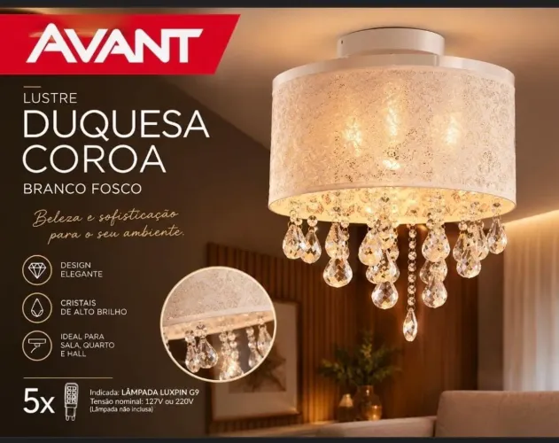 Lustre Duquesa Coroa Avant - Branco Fosco