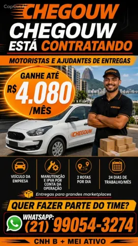 Vaga para Motorista de Entregas - CNH B + MEI Ativo