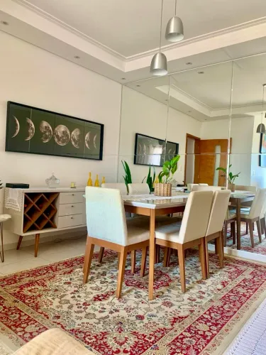 Mesa de Jantar Mobly Julien 1,60m + 6 Cadeiras em Linho