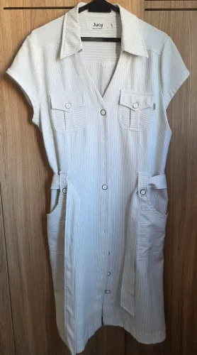 Vestido midi off white risca de giz tamanho 44