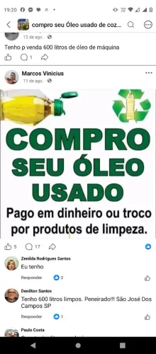 Óleo de cozinha usado