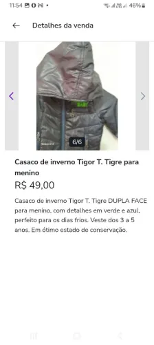 Jaqueta Tigor T Tigre , DUPLA FACE