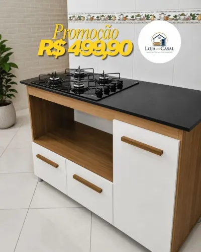Bancada de Madeira para Cooktop 4 bocas.