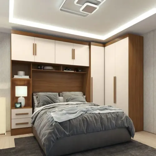 Guarda-roupa Modulado 3 Peças 3 Portas 3 Gavetas com Maleiro Smart Plus Cinamomo/Off White