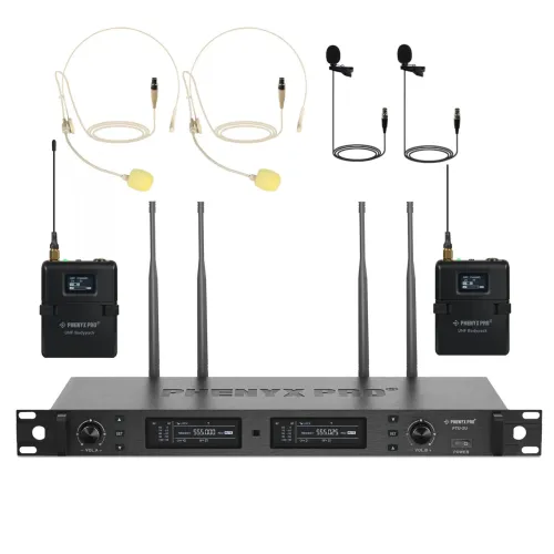 Sistema Duplo de Microfone Sem Fio Headset e Lapela Phenyx Pro PTU-2U-2B True Diverse